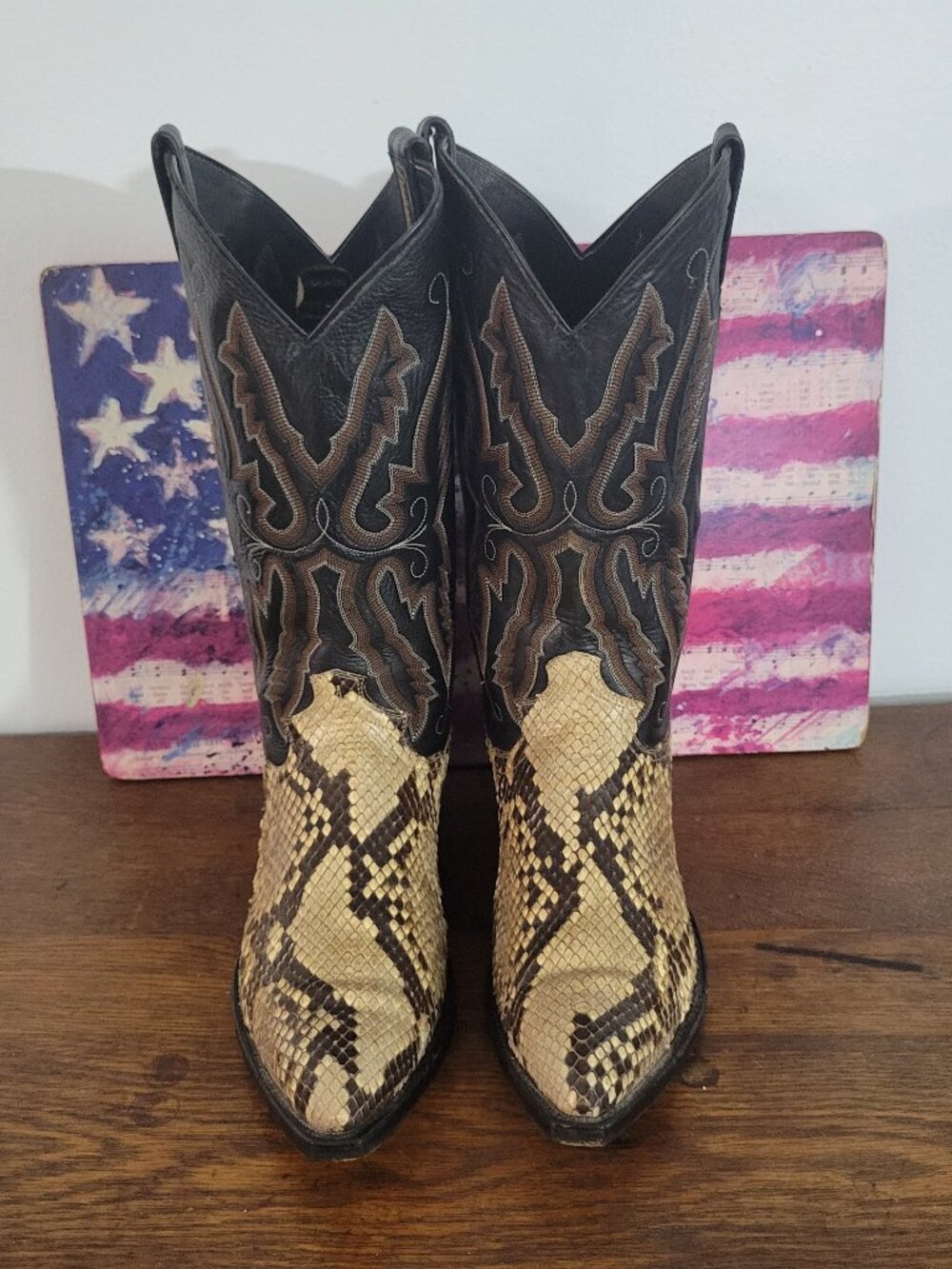 Vintage Handcrafted Panhandle Slim Python (Back Cut) COWBOY BOOTS Men's 8 1/2 D